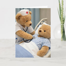 Cartão Urso de pelúcia enfermeiro de aniversário com este
