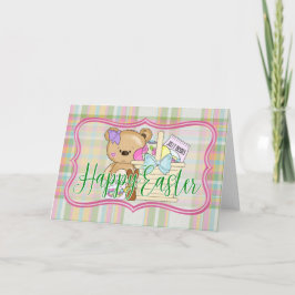 Cartão Urso de Pelúcia Feliz Páscoa