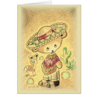 Cartão Urso de pelúcia mexicano em Sombrero