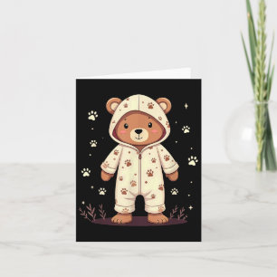 Cartão Urso de Pelúcia Vestindo Pijama