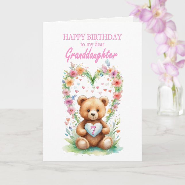 Cartão Urso De Teddy Com 7 Anos De Idade (Orquídea)
