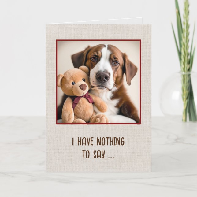 Cartão Urso de Teddy e Cachorro Pensando Em Você (Frente)