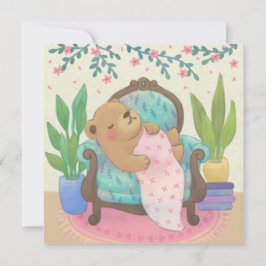 Cartão Urso de Teddy na Ilustração de Cadeira Armada Vint