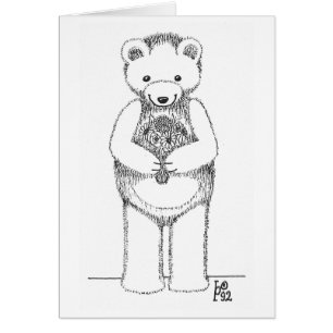 Cartão Urso de ursinho com flores