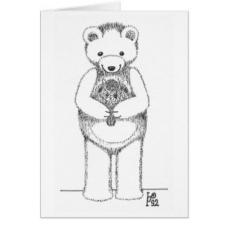 Cartão Urso de ursinho com flores