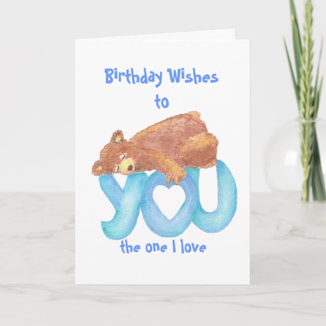 Cartão Urso de ursinho eu amo o coração você (Frente)