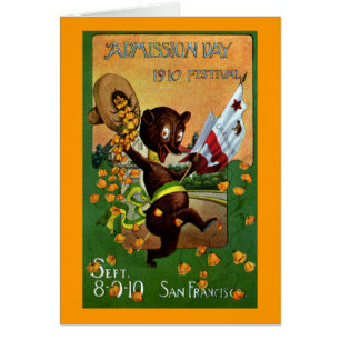 Cartão Urso do festival do dia de admissão de Califórnia