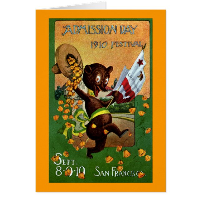 Cartão Urso do festival do dia de admissão de Califórnia (Frente)