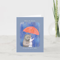 Urso e coelhinho debaixo de guarda-chuva Doce Eu t