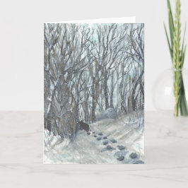 Cartão Urso em uma Floresta Nevada