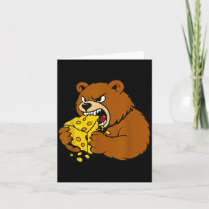 Cartão Urso Engraçado Comendo Ilustração de Queijo Para Q