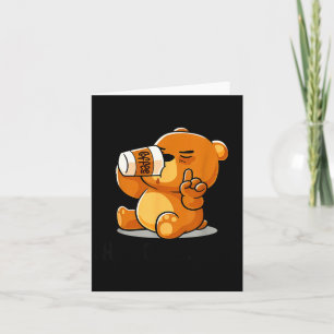 Cartão Urso Fofo Bebendo Introvertido Engraçado - Café Sh