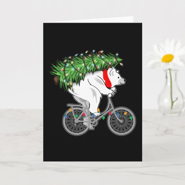 Cartão Urso Fofo Carregando Árvore de Natal Presente Para (Planta pequena)