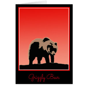 Cartão Urso Grizzly no Sunset - Arte original sobre a vid