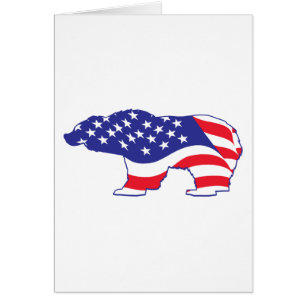 Cartão Urso Grizzly Patriótico