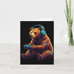 Cartão Urso Jogos de Vídeo Animais Urso Engraçado
