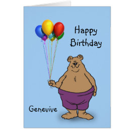 Cartão Urso mantém balões de aniversário personalizados