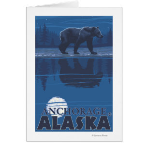 Cartão Urso no luar - Anchorage, Alaska