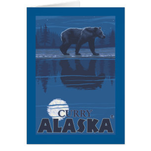 Cartão Urso no luar - caril, Alaska