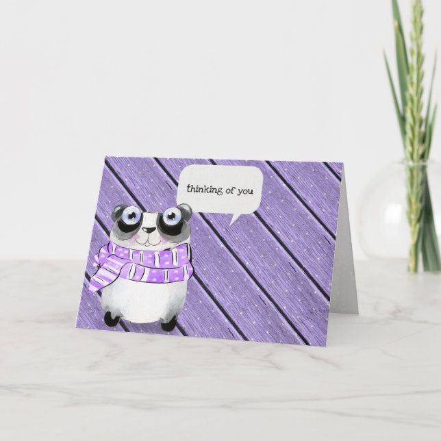 Cartão urso panda com cachecol de inverno (Frente)