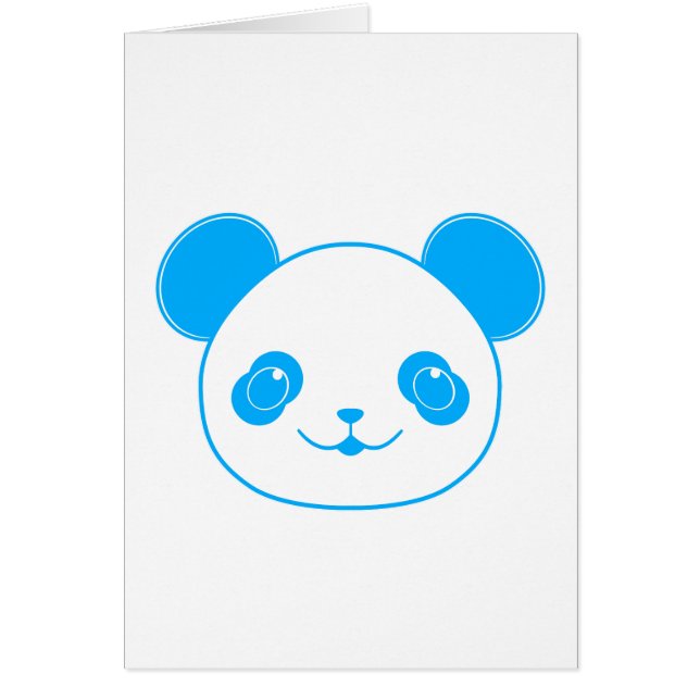Cartão Urso Panda de Kawaii Azul (Frente)