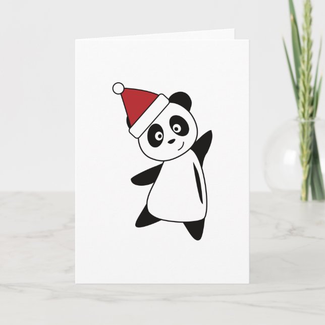 Cartão Urso Panda de Natal Animais Fofos Para Crianças (Frente)