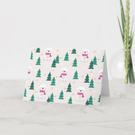 Cartão Urso Polar Adorável E Árvore De Natal