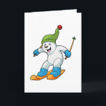 Cartão Urso polar como esquiador com chapéu de esqui e bo<br><div class="desc">Este design é o presente perfeito para um aniversário,  Natal e outras celebrações. É adequado para mulheres,  homens e crianças.</div>