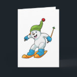 Cartão Urso polar como esquiador com chapéu de esqui e bo<br><div class="desc">Este design é o presente perfeito para um aniversário,  Natal e outras celebrações. É adequado para mulheres,  homens e crianças.</div>