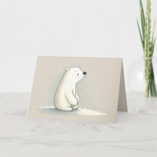 Cartão Urso Polar De Aniversário Em Flocos De Neve