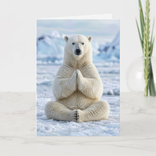 Cartão Urso Polar de Aniversário em uma Pose de Yoga