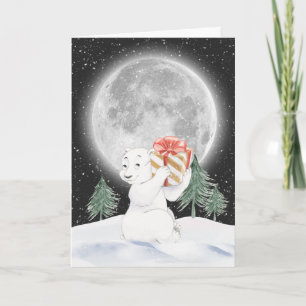 Cartão Urso Polar de Natal com Aquarela