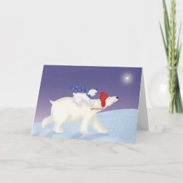 Cartão Urso polar e filhote de Natal