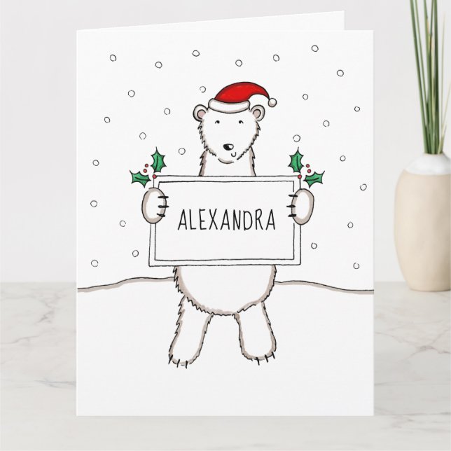 Cartão Urso Polar Personalizado de Natal (Frente)