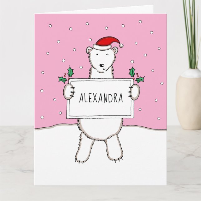 Cartão Urso Polar Personalizado de Natal (Frente)