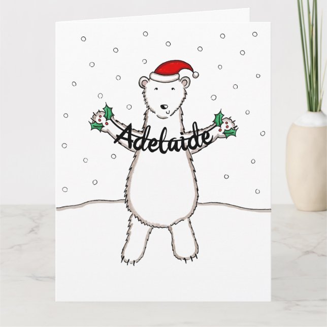 Cartão Urso Polar Personalizado de Natal (Frente)