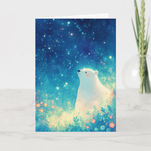 Cartão Urso Polar Sob o Céu Ártico