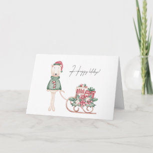 Cartão Urso Polar Vestido durante o Natal