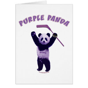 Cartão Urso roxo do hóquei da panda