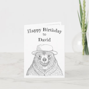 Cartão Urso Sorriso/Cartão de Aniversário Personalizado
