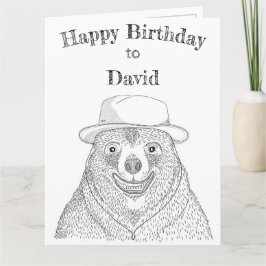 Cartão Urso Sorriso/Cartão de Aniversário Personalizado