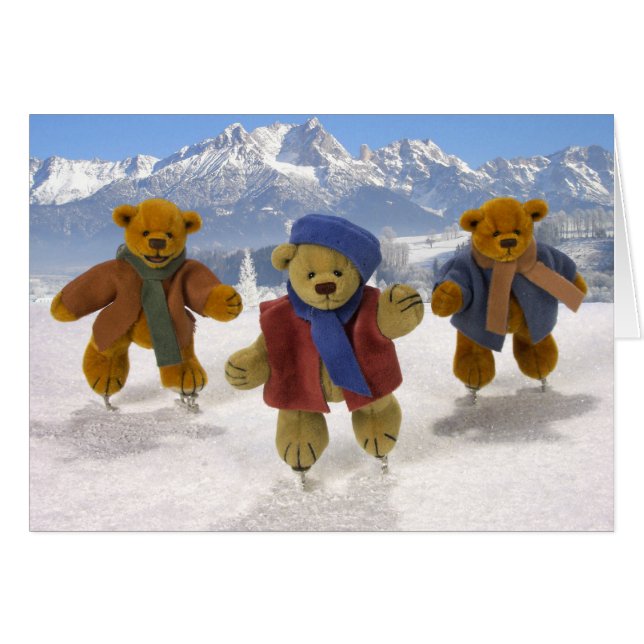 Cartão Ursos Dinky de patinagem (Frente Horizontal)