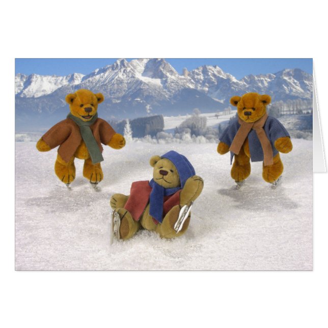 Cartão Ursos Dinky de patinagem (Frente Horizontal)