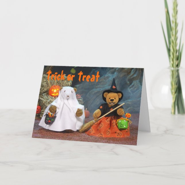 Cartão Ursos Dinky fantasma & bruxa (Frente)