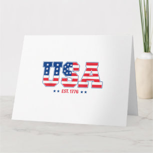 Cartão US EST 1776 Patriotic American Flag Vintage Style