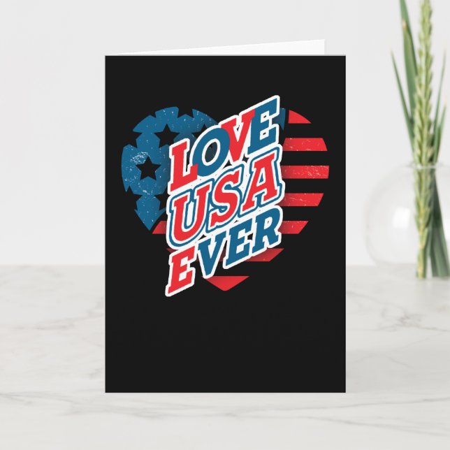 Cartão USA Flag Heart - AMOR EUA EVER (Frente)