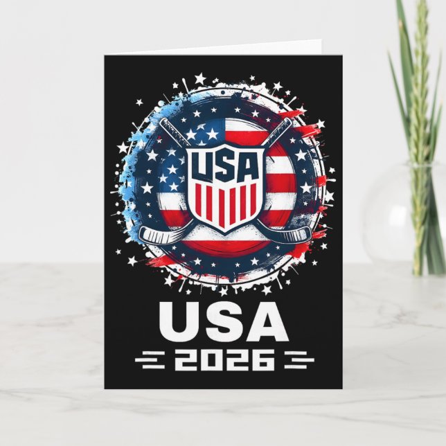 Cartão Usa Ice Hockey 2026 Hockey 2026 Usa 2026  (Frente)