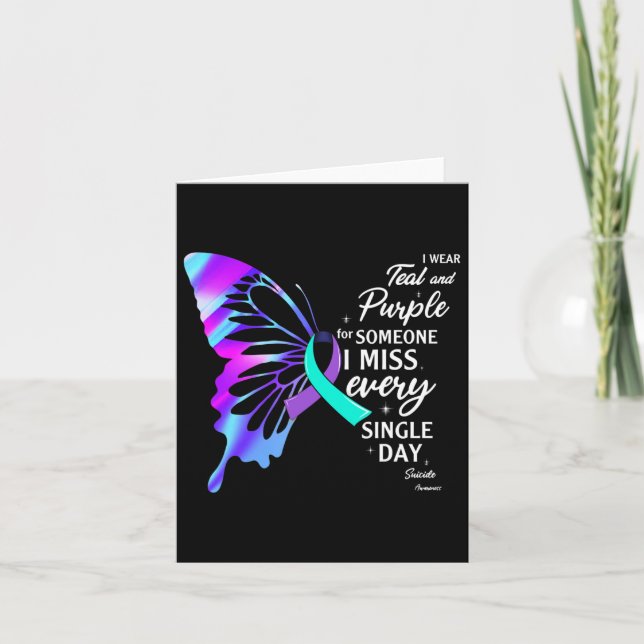 Cartão Use Teal Roxo Para Prevenção de Suicídio Memorial  (Frente)