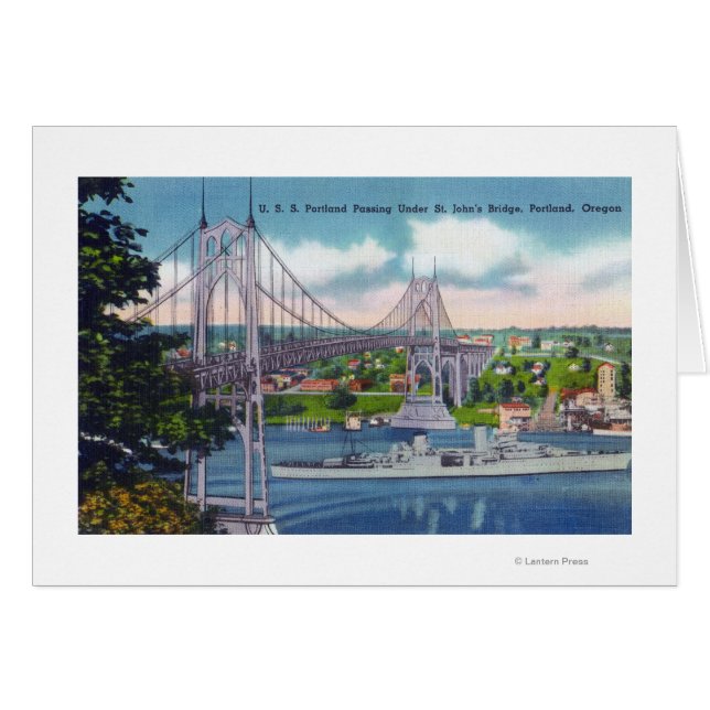 Cartão USS Portland Passando debaixo da Rua. (Frente Horizontal)