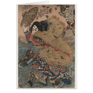 Cartão Utagawa Kuniyoshi - impressão de corte de madeira 